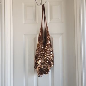 Lapis Copper Oval Hanging Sequin‎ Crochet Bag